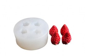 Molde silicona 4 frutillas chicas